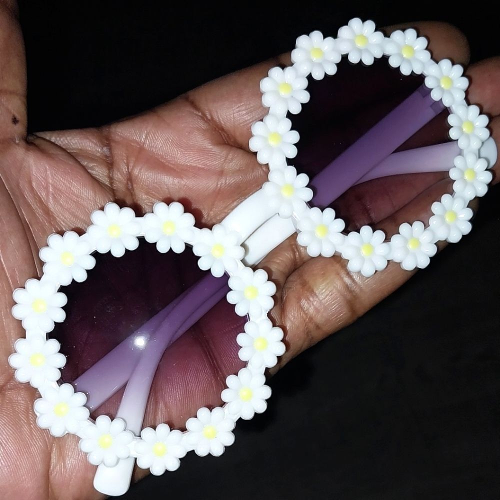 White Super cute Floral Rim Kids Sunglasses